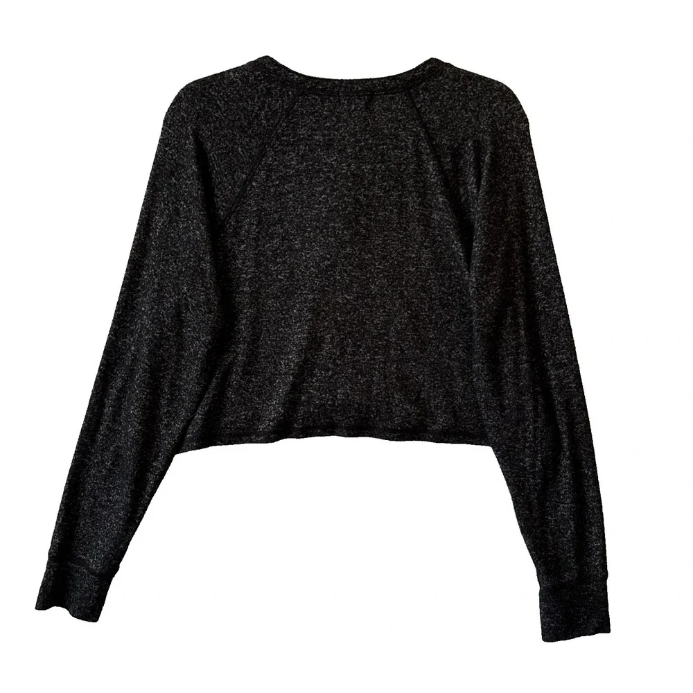 Stitch & Pine Sleep Henley Cropped Buttery Soft Black Top M Lounge‎ Sleepwear